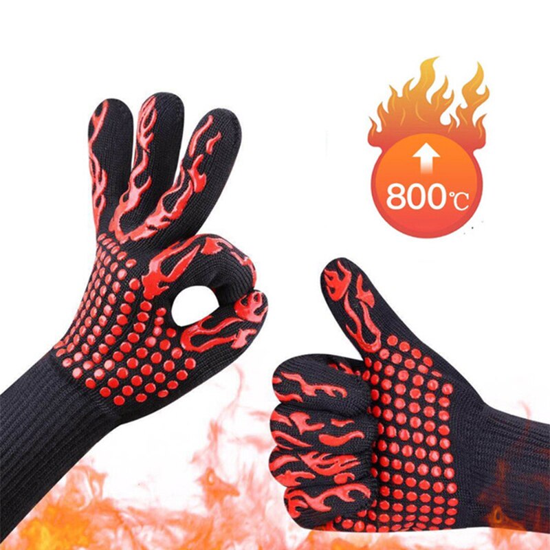 kitchen silicone oven gloves waterproof non-slip insulation pad cooking baking Barbecue high temperature gloves  lengthened