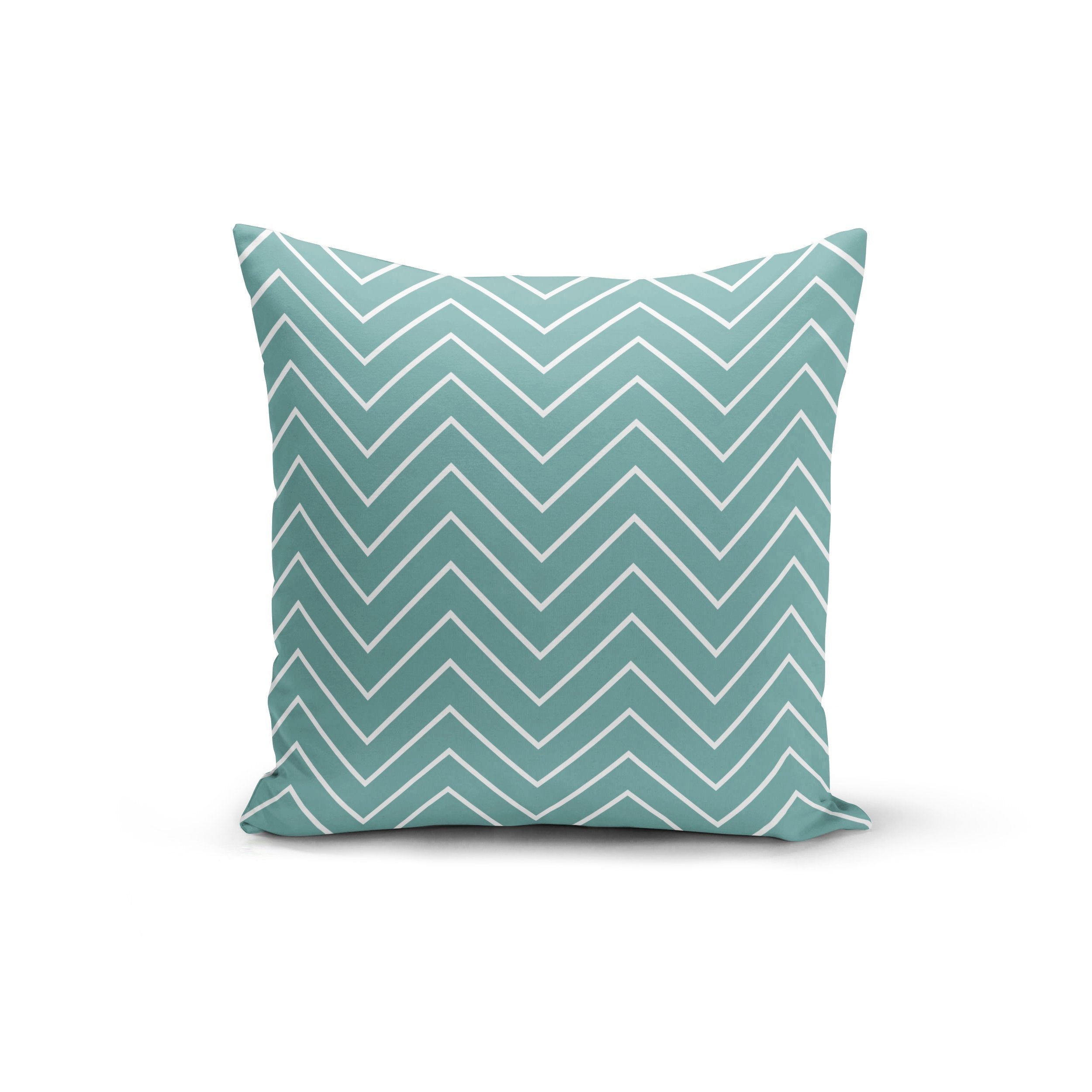 teal white zigzag throw pillows