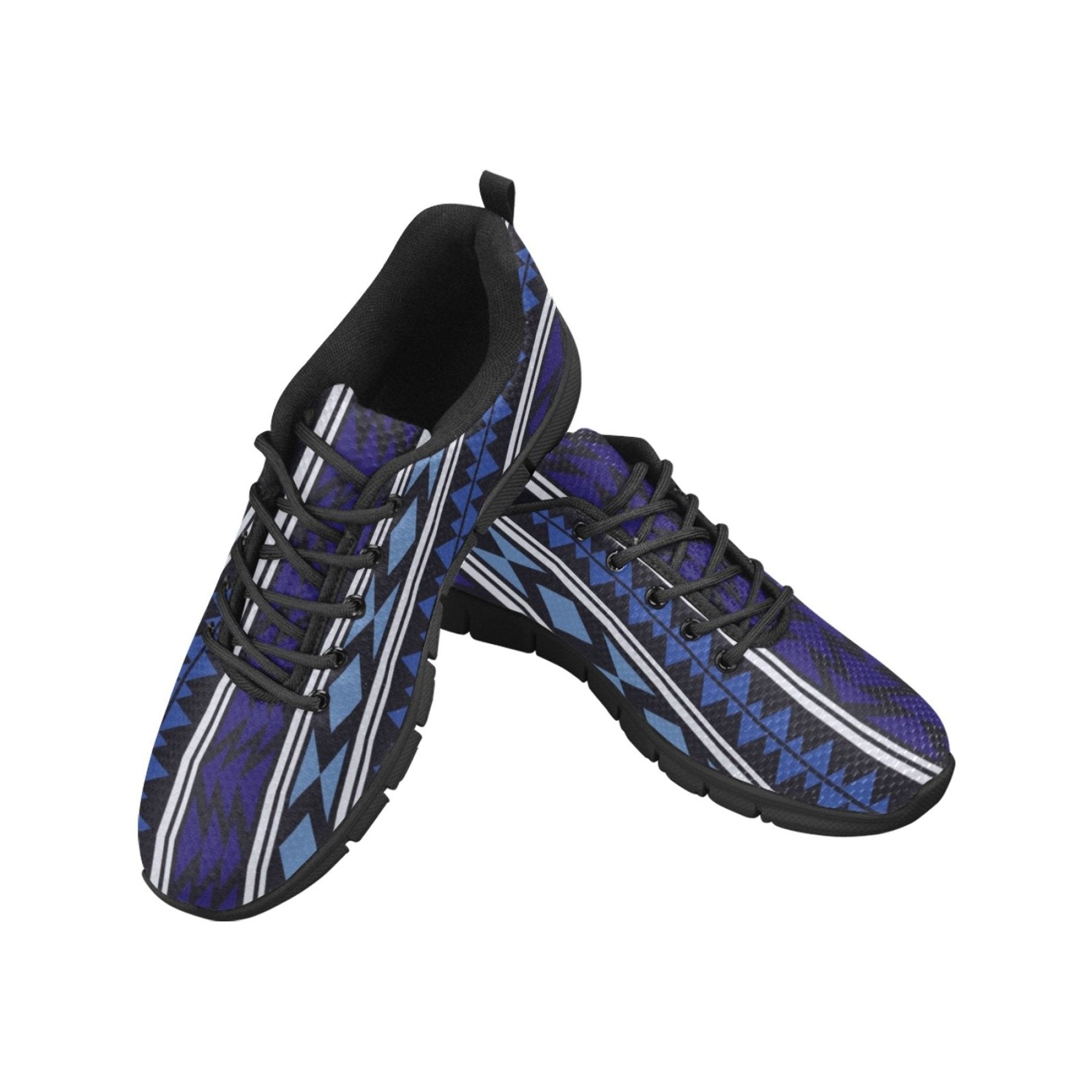 womens sneakers blue aztec style black bottom running shoes