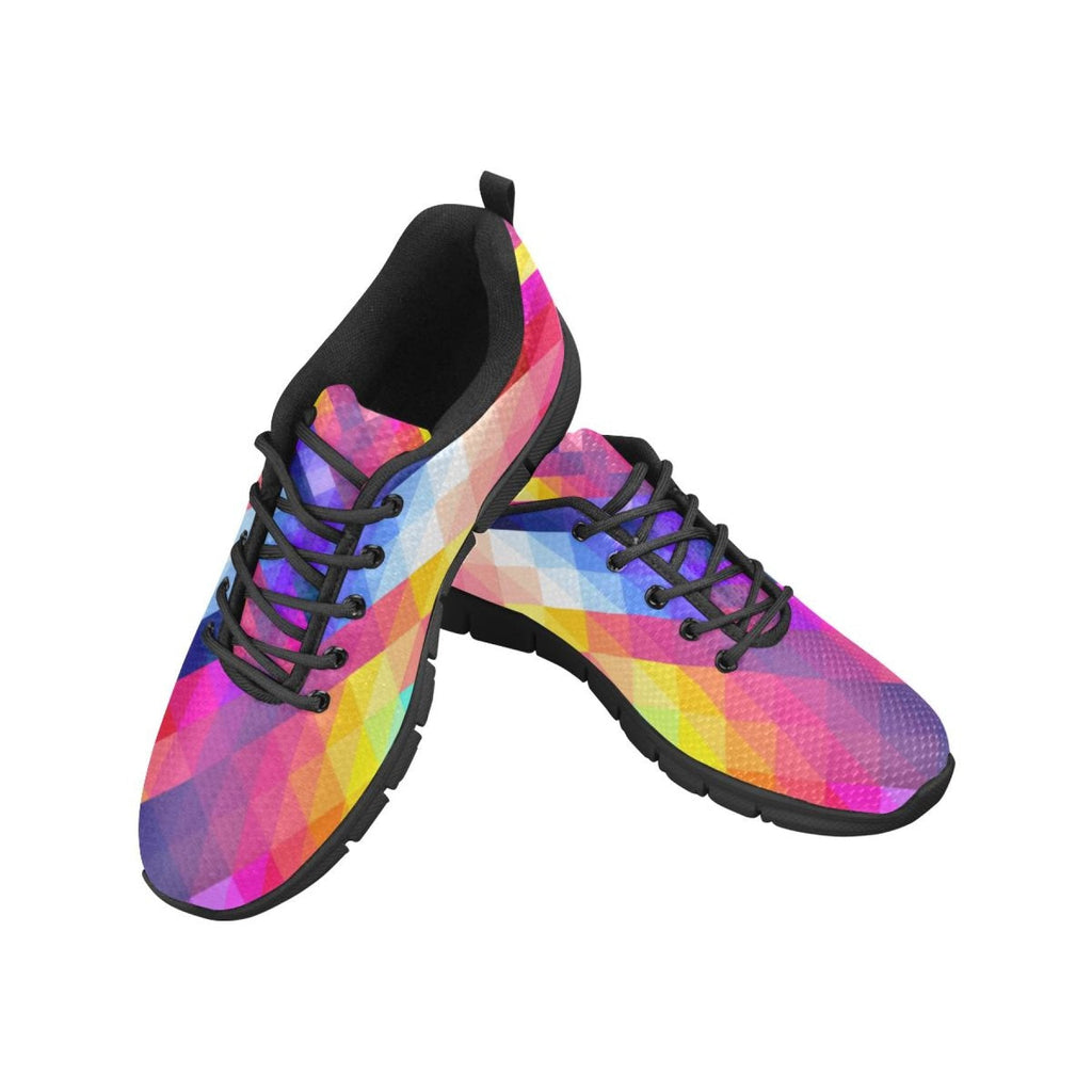 womens sneakers multicolor grid style black bottom athletic running shoes